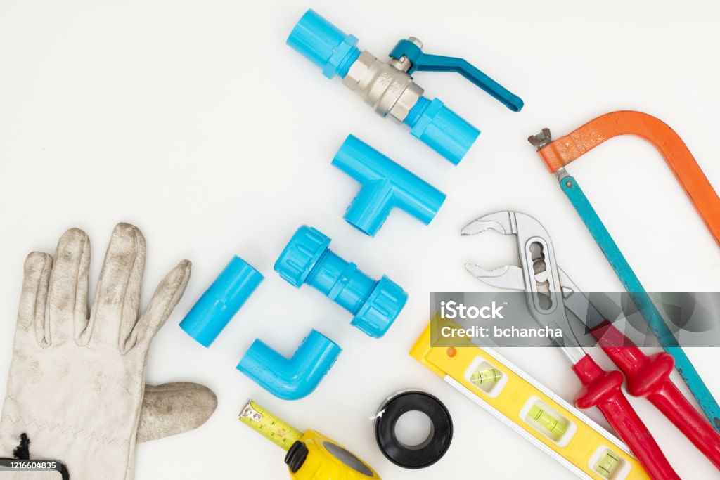 Pipe Work Tools Pipe Work Tools Set On White Background Stock Photo - Download Image ...