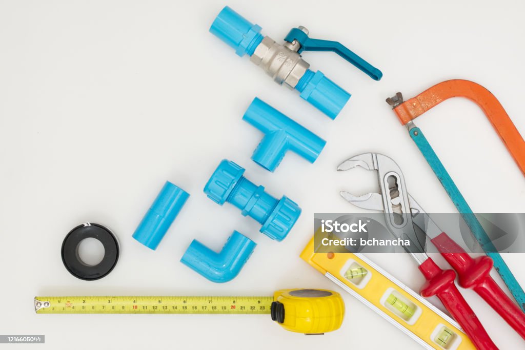 Pipe Work Tools Pipe Work Tools Set On White Background Stock Photo - Download Image ...