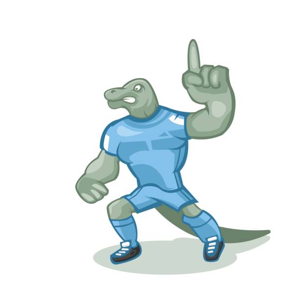 Komodo Dragon Cartoon Mascot Komodo dragon cartoon mascot design with modern illustration concept style for sport team.The color can be edited according to your favorite team. komodo dragon drawing stock illustrations
