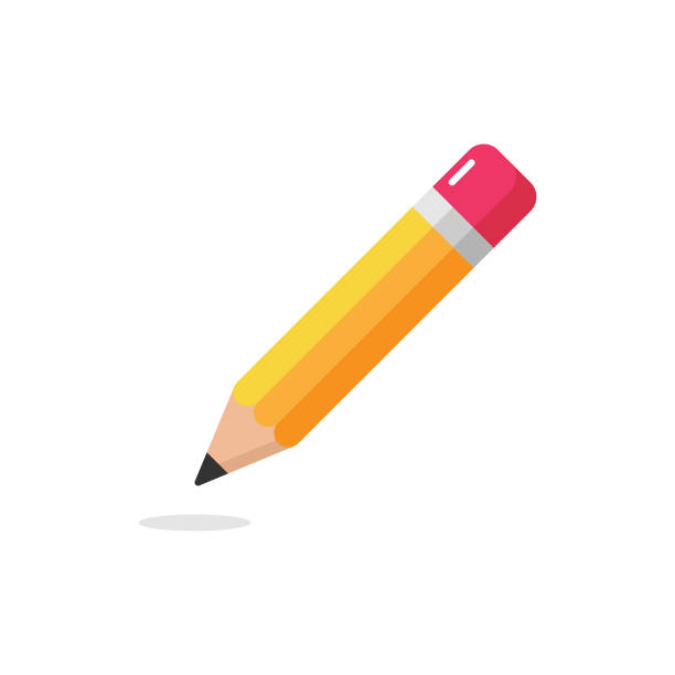 ilustrações de stock, clip art, desenhos animados e ícones de pencil icon. eraser pen flat design and back to school concept on white background. - school pencil