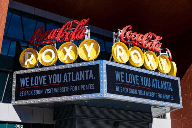Coca Cola Roxy Atlanta GA Sign -Coronavirus stock photo