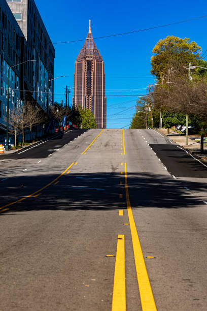 North Avenue Atlanta - No cars due to Coronavirus stock photo