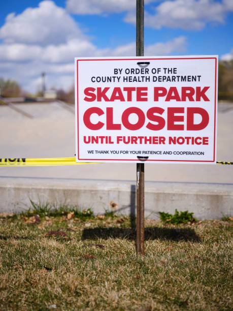 istock Public Skateboard Park Closed for Social Distancing 1216618352