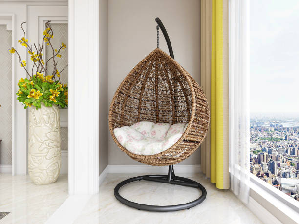 istock 3D rendering, spacious and bright urban residential closed balcony design, green plants with wooden tables and chairs are leisure and comfortable. 1216618431