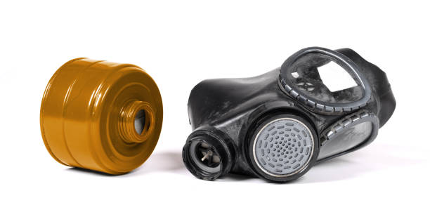 istock Vintage gasmask isolated on a white background - Orange filter 1216618512