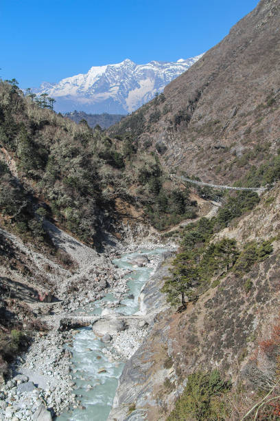 istock Beautiful mountain valley with flowing river in Himalayas 1216622095