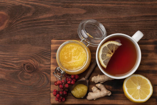 istock Vitamin tea still life. Top view, flat lay, copy space. 1216623537