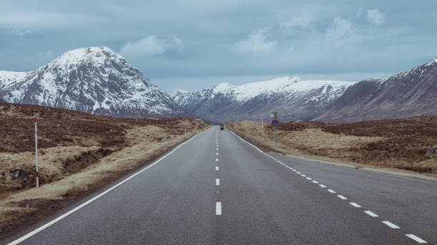 A road leading through the Scottish Highlands stock photo