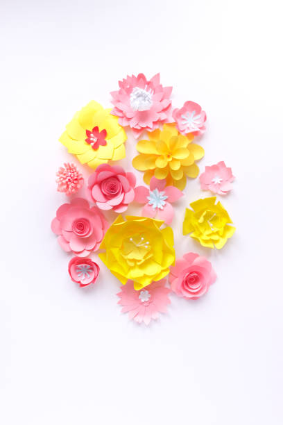 istock Easter egg made of paper flowers on white background. 1216628627