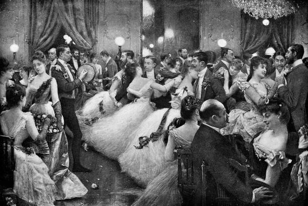 줄리어스 르블랑 스튜어트의 공 - 19세기 - dance floor ballroom dancing dancing ballroom stock illustrations
