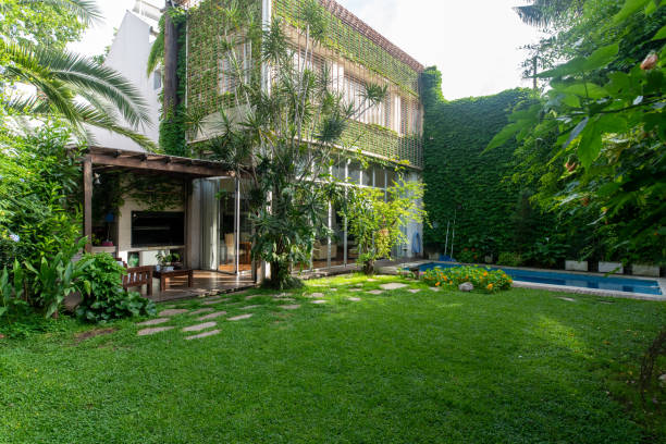 istock House with a pool and green back yard 1216636232