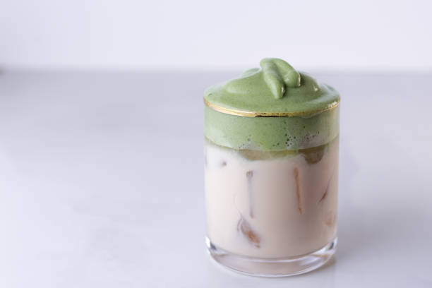 istock Matcha Dalgona Latte, a trendy fluffy creamy whipped reverse latte 1216636336