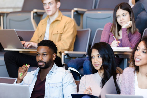 istock Diverse college students have varying reactions to lecture 1216637033