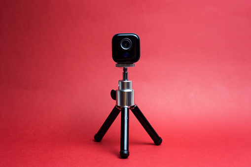 Small video camera on a tripod