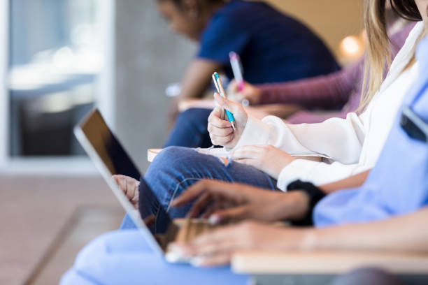 istock Unrecognizable medical student uses laptop 1216638578