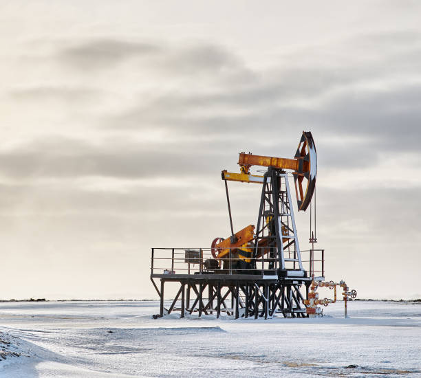 istock Oil pump cold winter and snow 1216644976