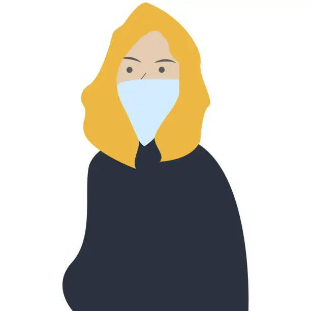 Vector illustration of Prevention of coronavirus. Advice how stay safe: use mask, keep social distancing, stay home, wash hands and use tissues. Vector illustration of people wearing mask against covid 19 bacteria