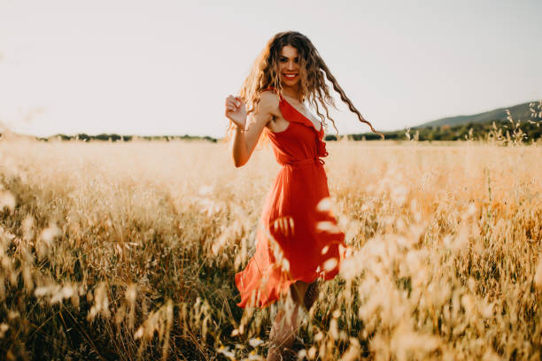 Sexy sensual lady in the wheat field