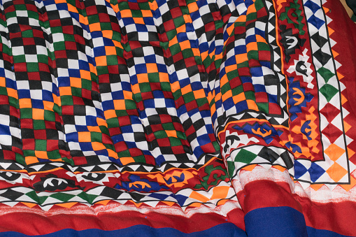 Traditional Rilli work of Sindh in which the Dresses/bedsheets are designed with small patches of clothes) Combination of Bright colors looks awesome.