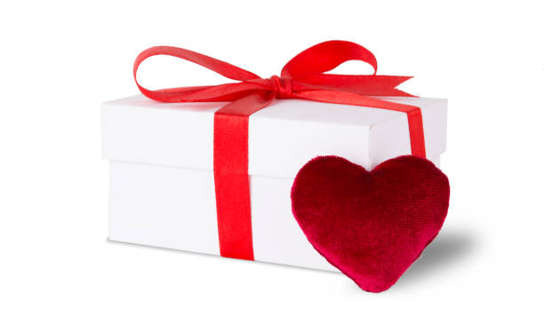 istock White box with red heart bow and ribbon isolated on white background 1216648097