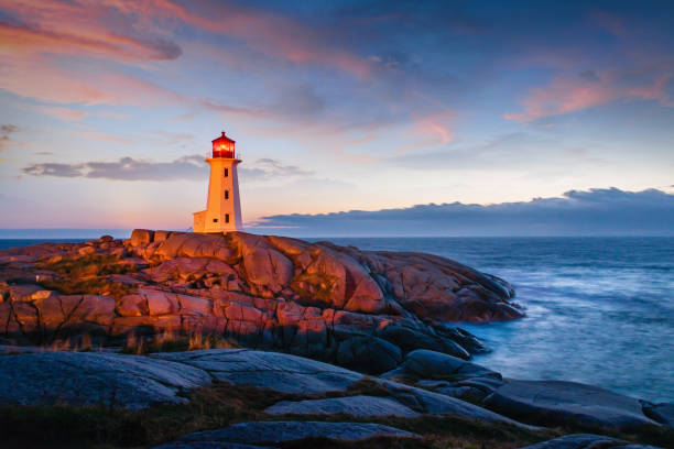 istock Peggy's Cove Lighthouse Sunset Twilght Nova Scotia Canada 1216654978