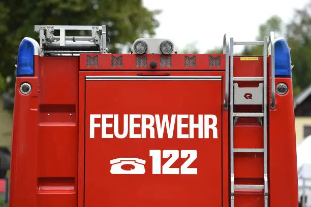 Meeting of fire brigade vehicles in the Salzkammergut (Upper Austria)