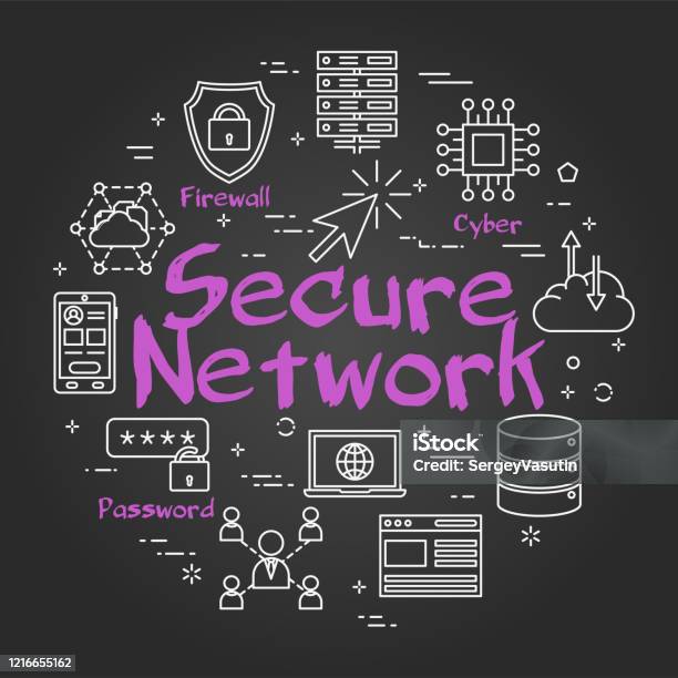 Vector Black Line Concept Of Internet Secure Network Technology Stock ...