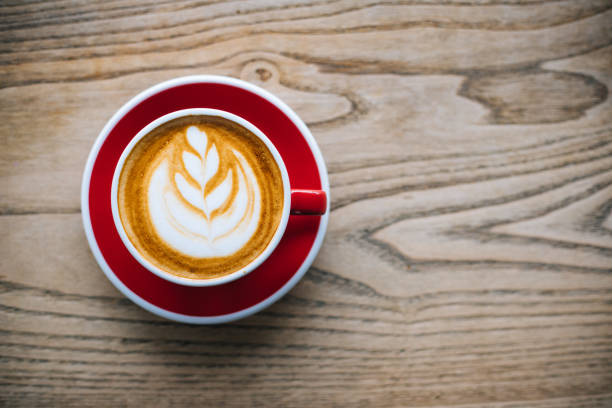 istock Nice Texture of Latte art on hot latte coffee 1216655335