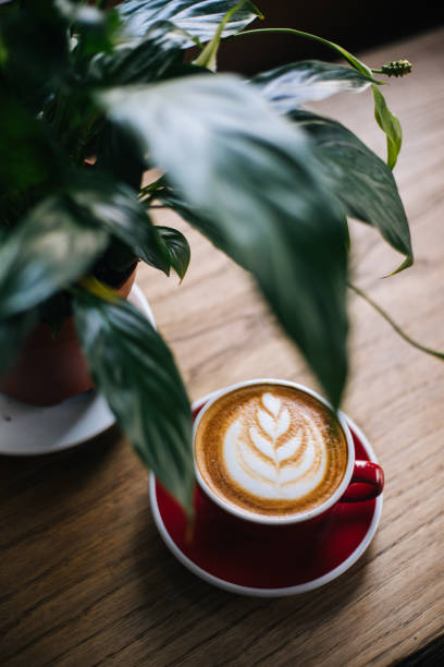 istock Nice Texture of Latte art on hot latte coffee 1216655377