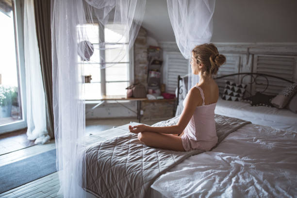 istock Yoga practice at home 1216656641