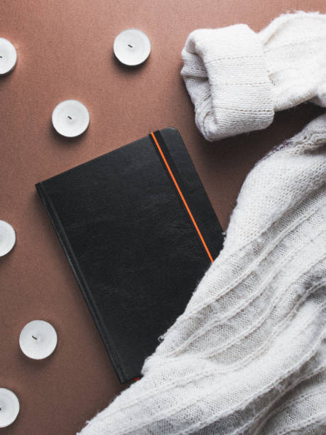 istock Black leather structure journal/diary stock photo. 1216658511