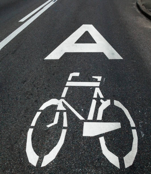 istock Bike and bus lane. 1216658906