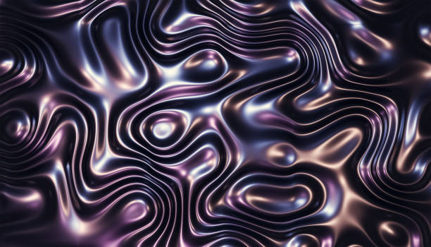 istock Abstract shiny metal background with swirls, twisted and wavy lines pattern. 3D rendering illustration 1216658938