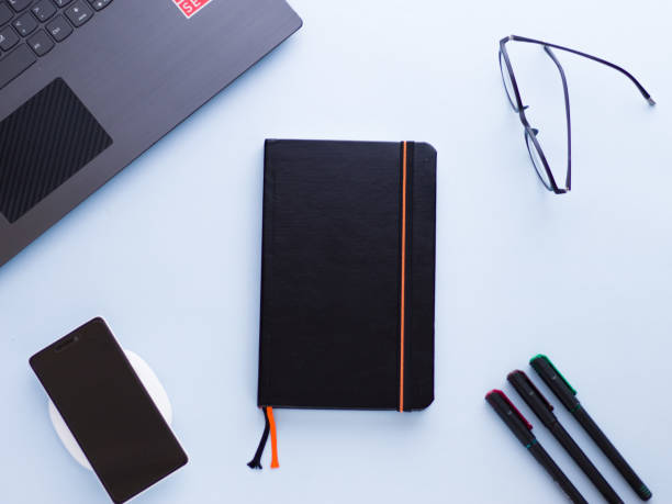 istock Black leather structure journal/diary stock photo. 1216659005
