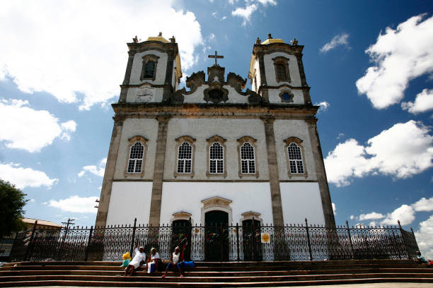Salvador, Bahia, Brazil - may, 05, 2007 - People sitting o stairs of church of our lord of Bonfim in Salvador, Bahia, Brazil