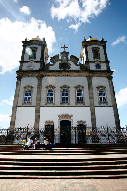 Salvador, Bahia, Brazil - may, 05, 2007 - People sitting o stairs of church of our lord of Bonfim in Salvador, Bahia, Brazil