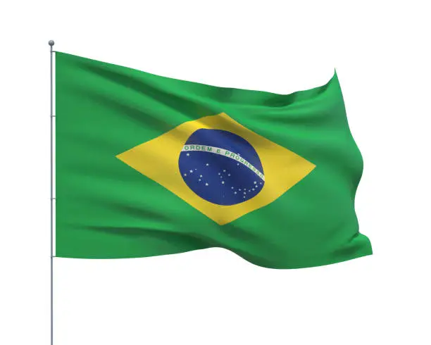 Isolated on white background flag of Brazil