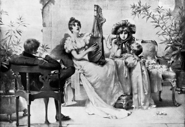 Songs of Love by Maude Goodman (circa 19th century). Vintage etching circa late 19th century.