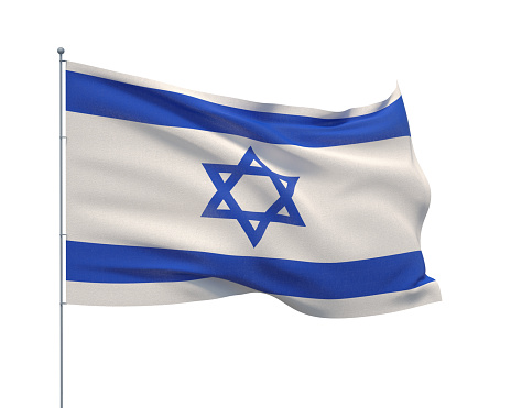 Isolated on white background flag of Israel