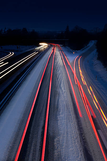 istock Snow-covered highway - long exposure, blurred motion 121666575
