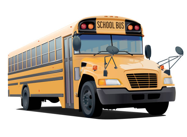 School bus illustration Detailed vector illustration of a typical school bus empty school bus stock illustrations