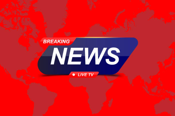 Breaking News template title with world map on blue background with light effects for screen TV channel. Flat vector illustration EPS10 Breaking News template title with world map on blue background with light effects for screen TV channel. Flat vector illustration EPS10. world title stock illustrations