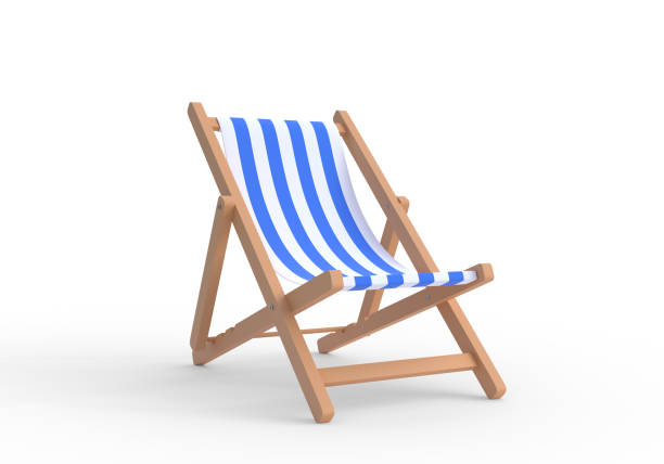 cadeira de praia isolada em fundo branco - chair beach chaise longue isolated - fotografias e filmes do acervo