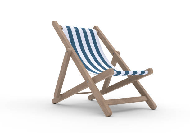 sedia da spiaggia isolata su sfondo bianco - chair beach chaise longue isolated foto e immagini stock