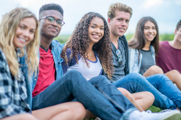 istock Post Secondary Students Outside on Break stock photo 1216674092