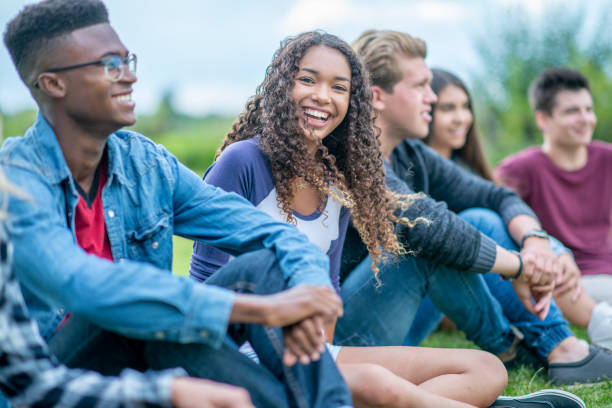 istock Post Secondary Students Outside on Break stock photo 1216674099