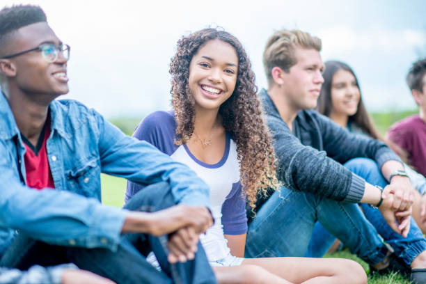 istock Post Secondary Students Outside on Break stock photo 1216674101