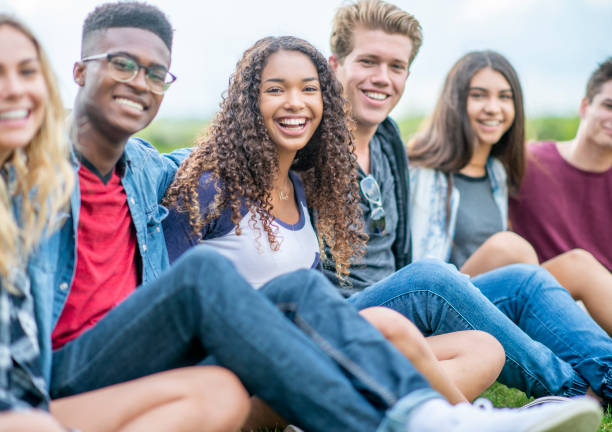 istock Post Secondary Students Outside on Break stock photo 1216674106