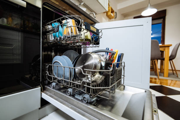 istock Dirty dish in the dish washer, in the kitchen 1216674203