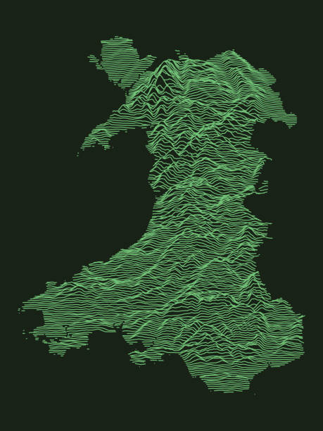 Relief Map of Wales Tactical Military Emerald 3D Topography Map of European Country of Wales wrexham stock illustrations